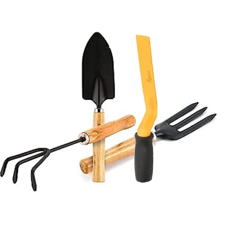 AGT Garden Tools Combo Kit of a Hand Cultivator, Garden Fork, Hand Trowel & a 1 Inch Khurpi | Used for Small-scale Gardening Affordable