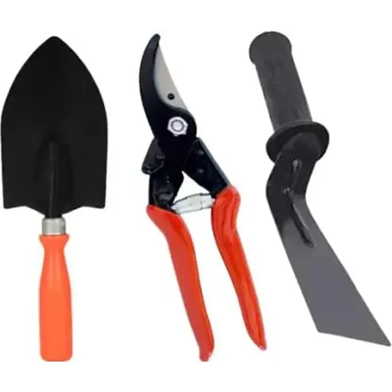 AGT Garden Tools Combo Kit of a 2 inch Khurpi, a Heavy-Duty Pruning Shears and a Big Hand Trowel (3 Tools) New Arrival