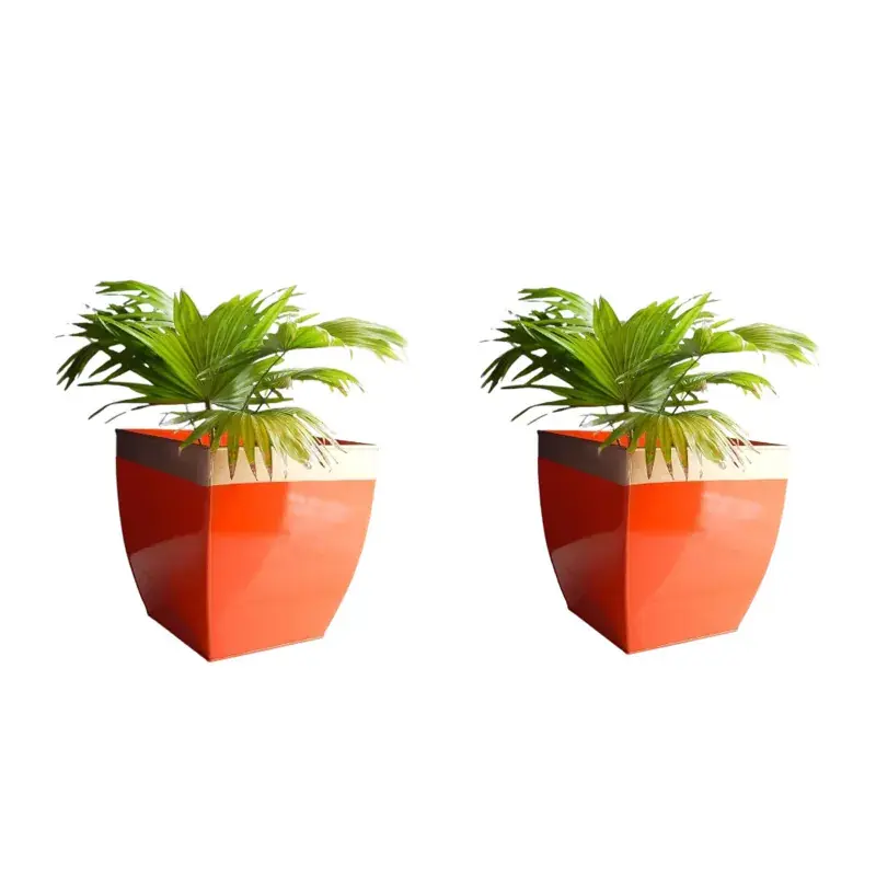 Ecofynd 12 " Metal Planters for Living Room, Midland Plant Pots for Home Decoration, Balcony/Garden Decoration-Pack of 2 Cheap
