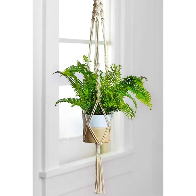 Ecofynd Macrame Plant Hanger Handwoven Cotton Hanging Planter for Home & Garden Decor(Pack of 2) Holiday Sale