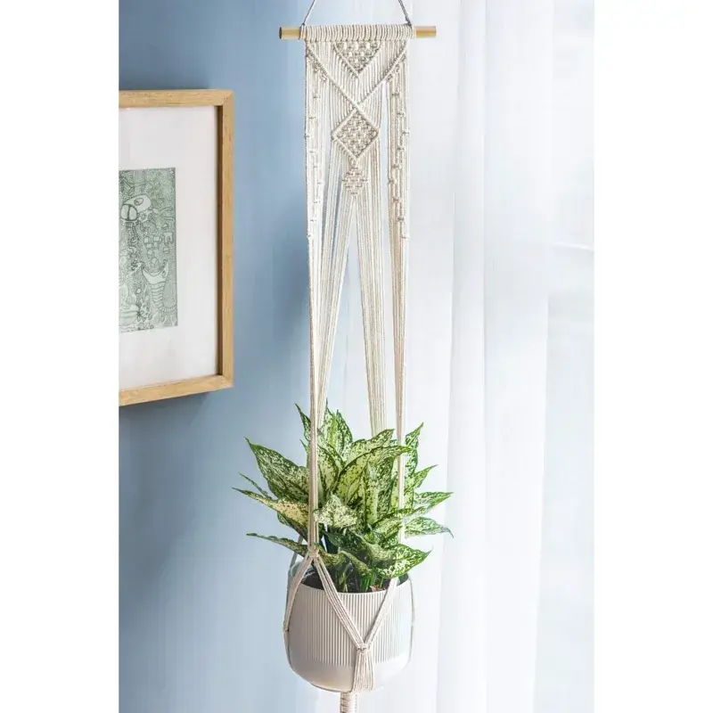Fan Favorite Ecofynd Handmade Cotton Macrame Hanging Planter Stylish & Durable Decor for Home & Garden(Pack of 2)