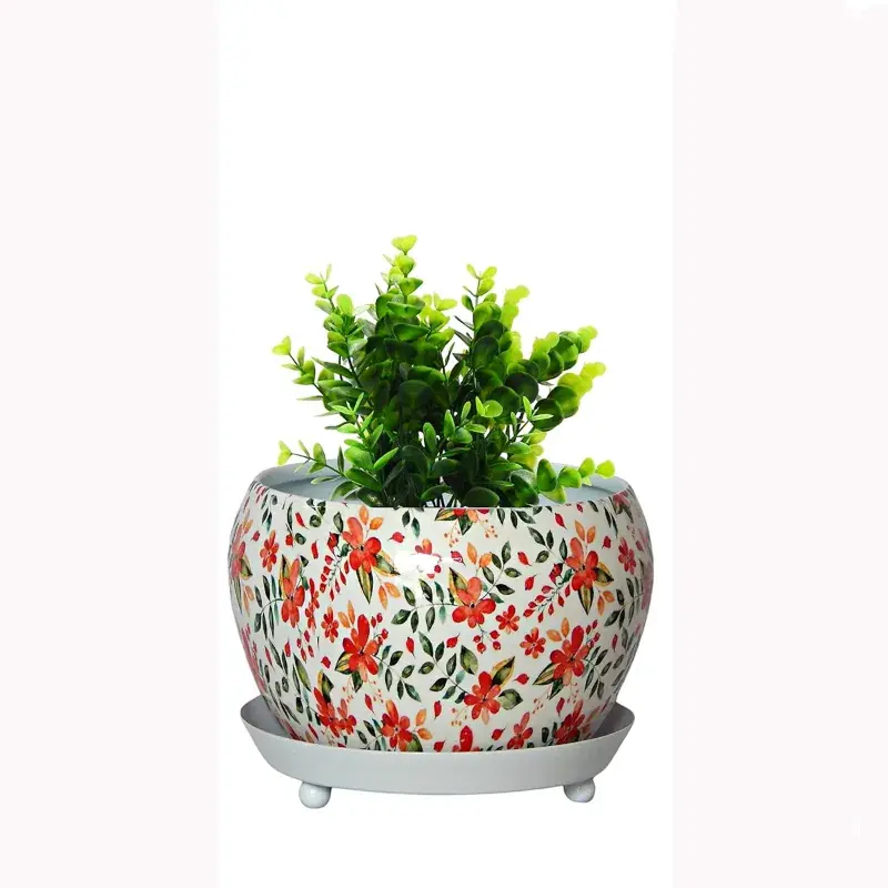 Ecofynd Lily Designer Metal Plant Pot | Home Decor Item for Garden, Balcony, Patio, Living Room Flash Sale