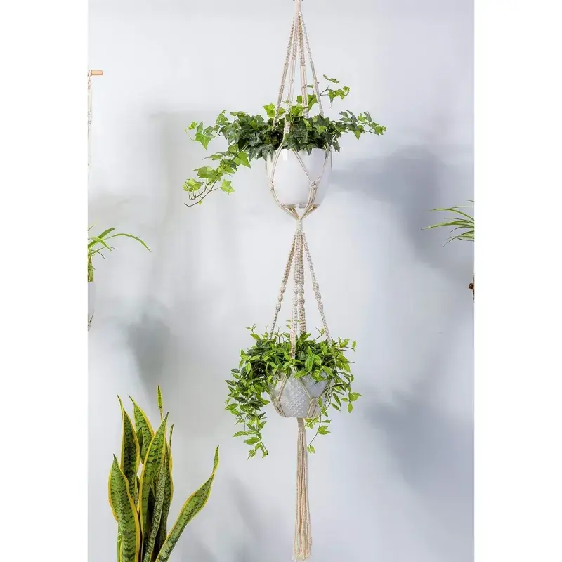 Ecofynd Handwoven Cotton Macrame Hanging Planter for Stylish Home(Pack of 2) 5.0 Free Shipping