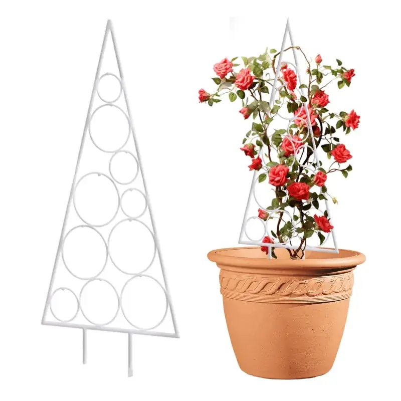 Seasonal Sale Ecofynd TR022-WHT White Metal Christmas Tree Stand & Decorative Plant Trellis for Indoor & Outdoor Use(Pack of 4)