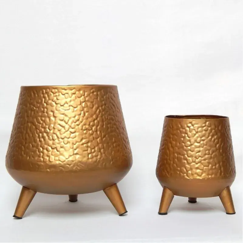 Ecofynd Hazel Metal Planter Pot with Stand Home Decor Item for Balcony and Living Room(Pack of 2) Best Seller