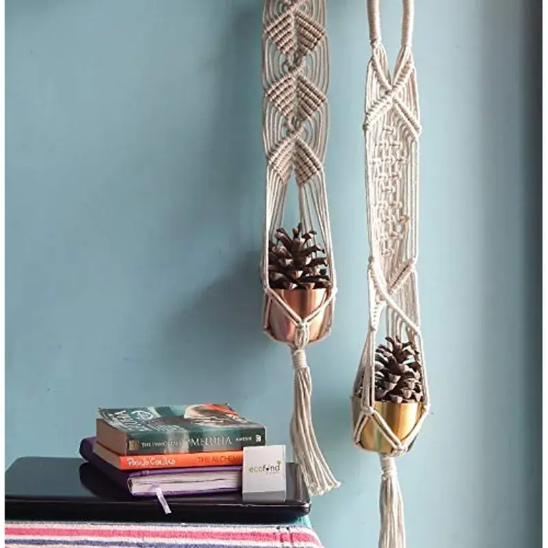 Ecofynd Macrame Plant Hanger Stylish & Durable Hanging Planter for Home & Garden Decor(Pack of 2) 5.0 Popular