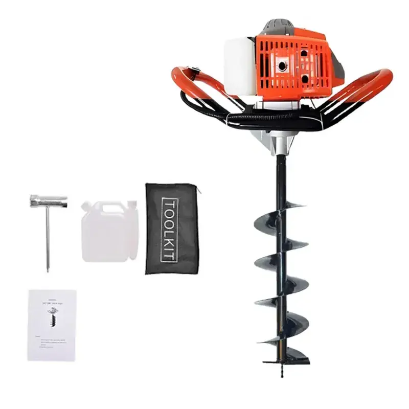 Mecstroke 2 Stroke 63 cc Earth Auger with 8 inch (203.2 mm) Drill Bit | Post Hole Digger Machine Exclusive