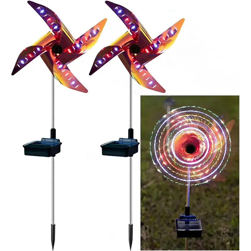 Same Day Shipping GIGAWATTS GW-510 32 LED Solar Wind Spinner Lights with 2V Panel 8 Modes 600mAh Ni-MH Battery for Lawn, Outdoor (Pack of 2) 4.7