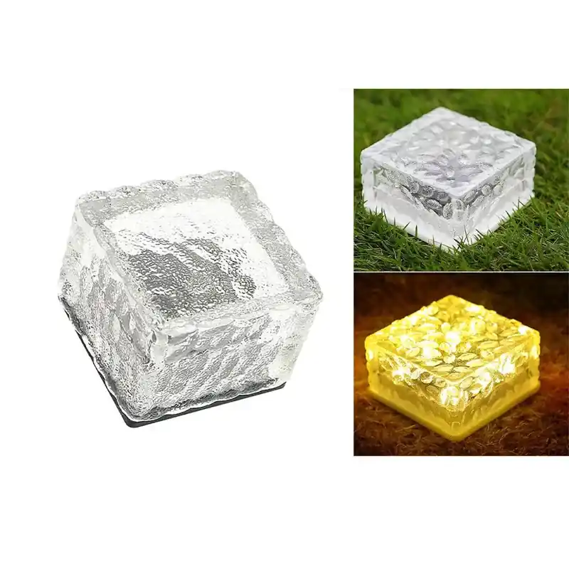 GIGAWATTS GW-509 Solar Glass Brick Light with 2V Panel 300mAh Ni-MH Battery Ice Cube Lamp for Outdoor & Yard (Warm White) 5.0 Limited Edition