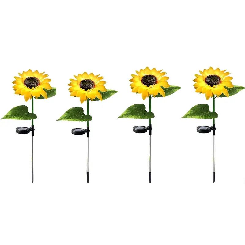 Today Only GIGAWATTS 4 Pcs Sunflower 8 LED Solar Garden Light Automatic Decorative Flowers Pot Lamp for Balcony Lawn Outdoor