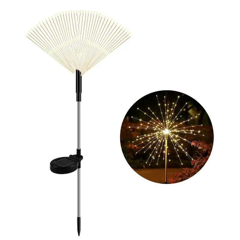 GIGAWATTS Outdoor 90 LEDs Solar Firework Light 2 Lightning Modes Resistant Garden String Lights for Party, Lawn, Yard Warranty Included