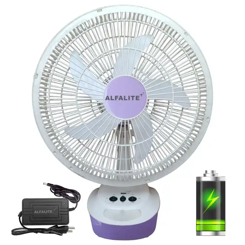 Order Now Alfalite Breeza 24W DC Solar Table Fan, 16 Inch Sweep With In-Built Rechargeable Battery For Indoor And Outdoor Usage