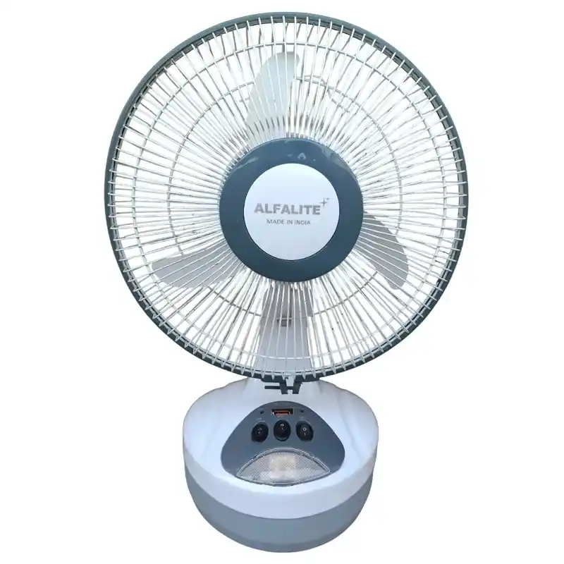 Flash Sale Alfalite Royal-3 24W DC Solar Table Fan, 12 Inch Sweep With In-Built Rechargeable Battery For Indoor And Outdoor Usage