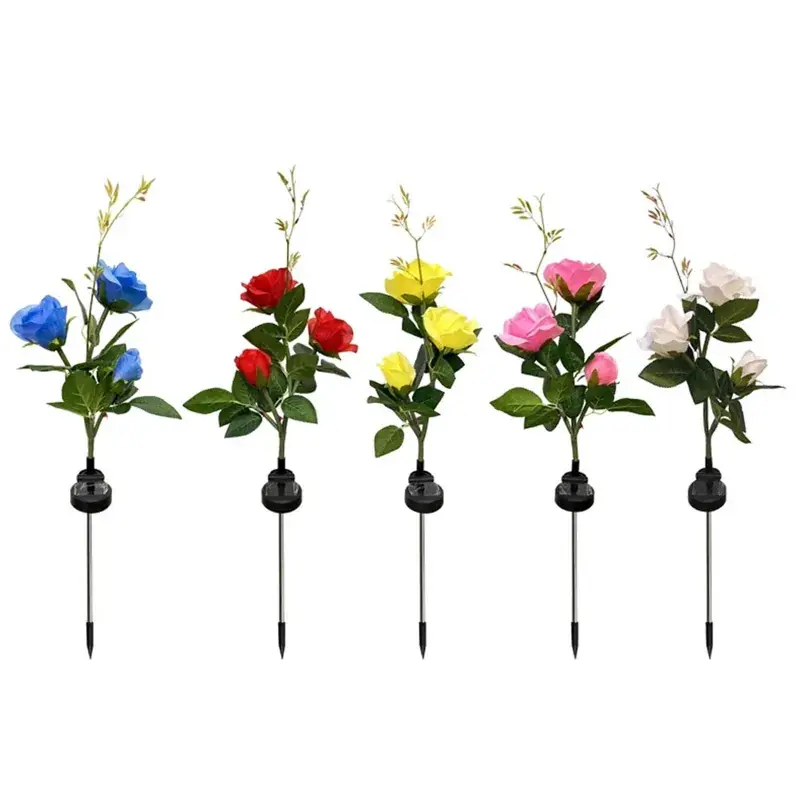 GIGAWATTS Solar Rose Lights BIS Approved 2V Panel Outdoor Flower Stake Lamp for Patio, Yard, Pathway (Pack of 1,RGB) Fast Shipping