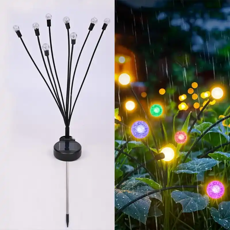 GIGAWATTS GW-911 8 LED Solar Firefly Light with 2V Panel 600mAh Battery BIS Approved Waterproof for Garden, Lawn, Pathway Warranty Included