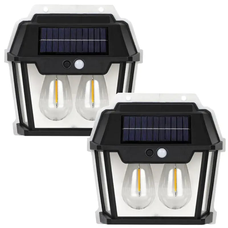 Warranty Included GIGAWATTS Outdoor Solar Wall Light with Motion Sensor Wireless Auto Chargeable for Front, Porch, Fence, Garage (Pack of 2)