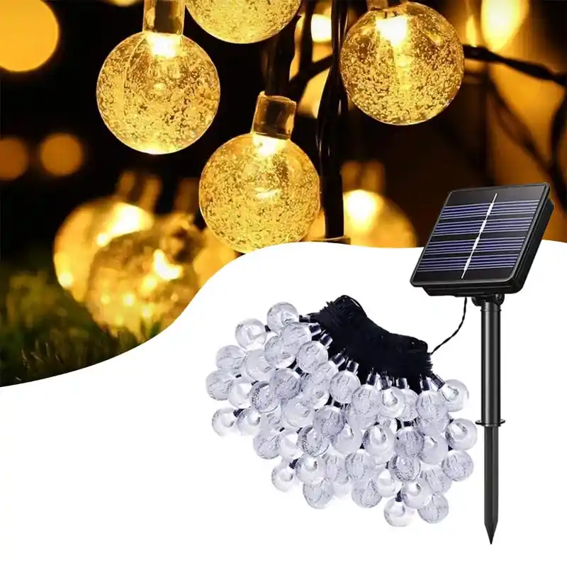 Limited Offer GIGAWATTS GW-511 50 LED Solar Ball String Light with 2V Panel 600mAh Ni-MH Battery for Outdoor Garden Wedding (Warm White) 5.0