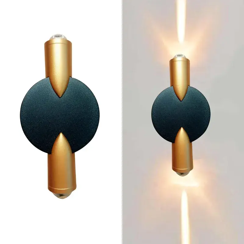 GIGAWATTS 2W Wall Light 2 Way COB LED Exterior Indoor Black Gold Lamp for Home, Balcony, Living Room & Bedroom Clearance