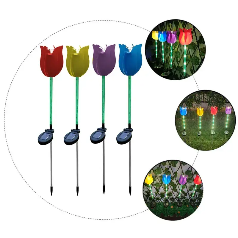Factory Price GIGAWATTS GW-909 6 LED Solar Tulip Garden Light 600mAh Battery 2V Panel Waterproof Outdoor Lamp for Pathway, Walkway
