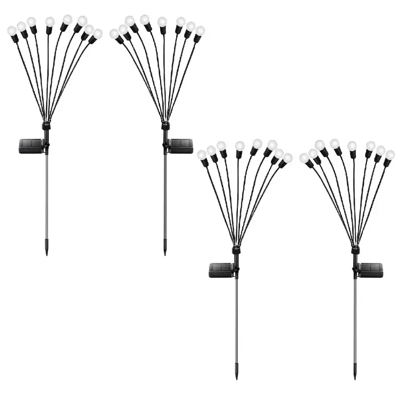 GIGAWATTS White Colour 4 Pcs Firefly 8 LED Solar Garden Light Automatic Waterproof Festival Decoration Lamp for Outdoor 5.0 Special Offer