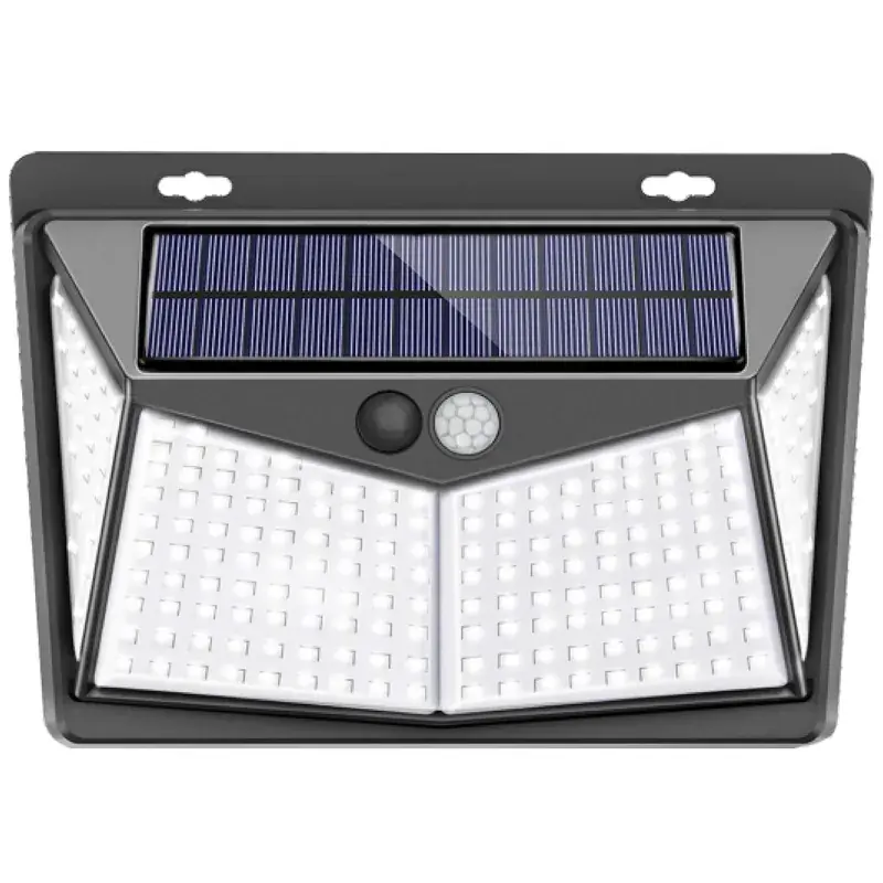 GIGAWATTS GW-613 208 LED Solar Wall Light with 5.5V Panel Sensor 1200mAh Li-ion Battery for Yard & Outdoor (Cool White) Free Returns