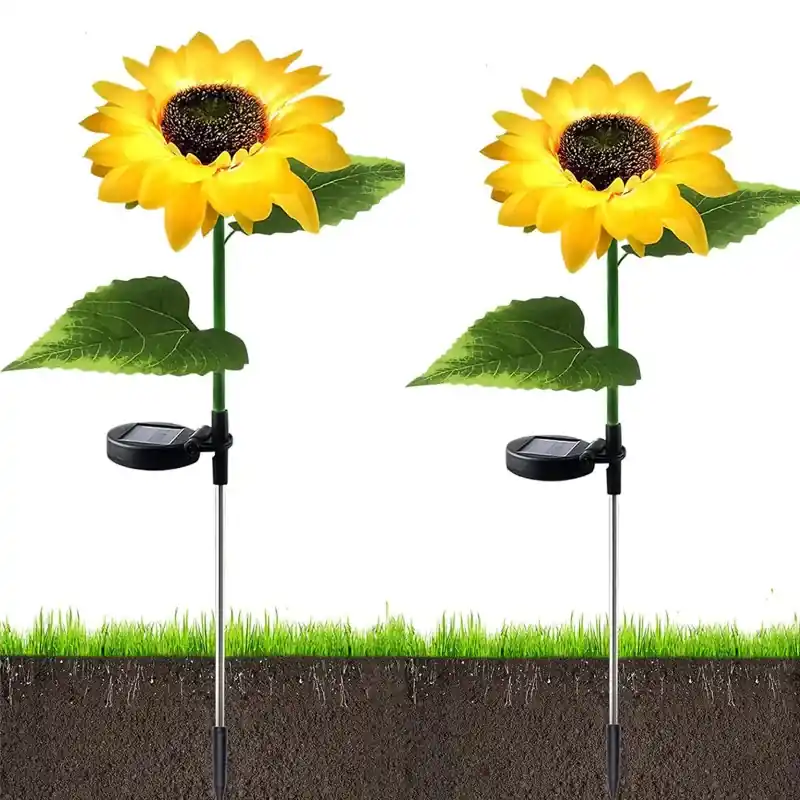 Hot Deal GIGAWATTS Sunflower Solar Garden LED Lights Outdoor for Home, Lawn, Pathway, Yard, Porch, Patio, Decoration (Pack of 2)