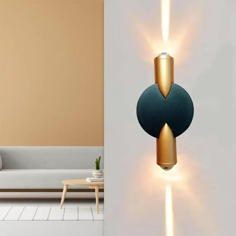 Modern GIGAWATTS 2W Wall Light 2 Way COB LED Mount Fixture Black Gold Lamp for Home, Balcony, Living, Room, Bedroom Decoration