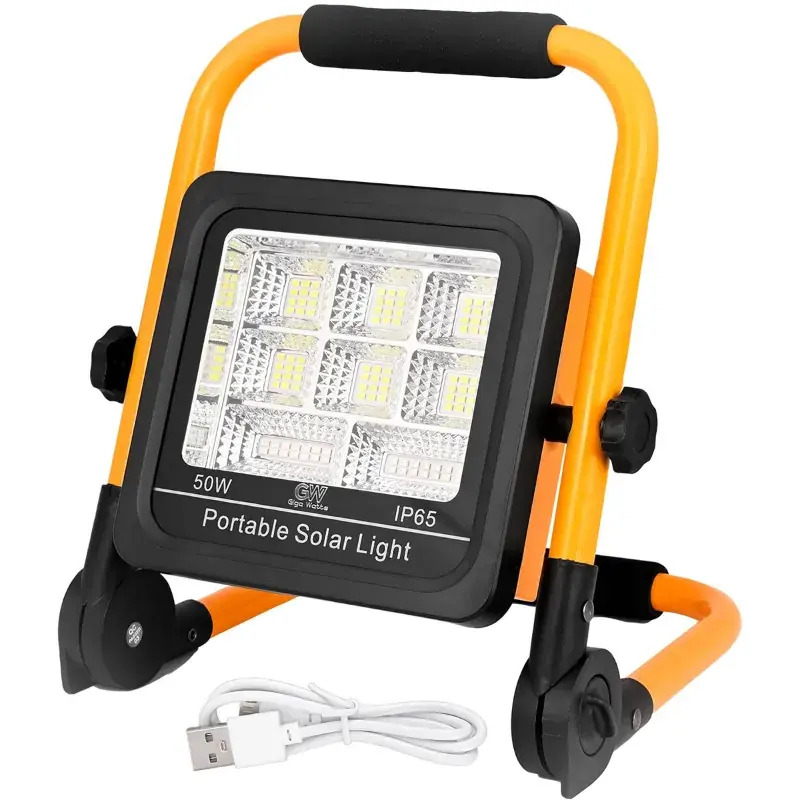 GIGAWATTS Solar Flood Light 50W Smart Bright Multi-Functional Cool White for Outdoor, Emergency, Garden, Lawn & Camping Money Back Guarantee