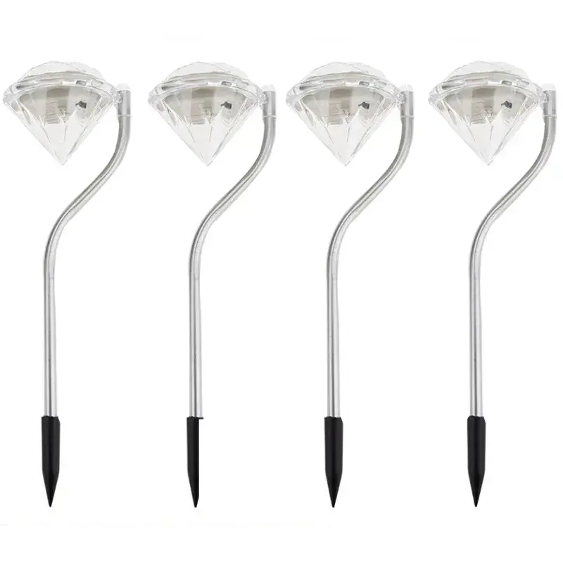GIGAWATTS Solar Powered Diamond Light Color Changing LED Pathway Lamp for Walkway, Yard, Backyard, Lawn, Patio - Pack of 4 Brand New