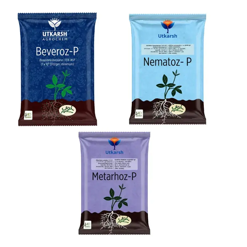 Worldwide Shipping Utkarsh Grubs And Termites Control Combo Pack | Metarhoz-P(1Kg) + Beveroz-P(250g) + Nematoz-P(250g)