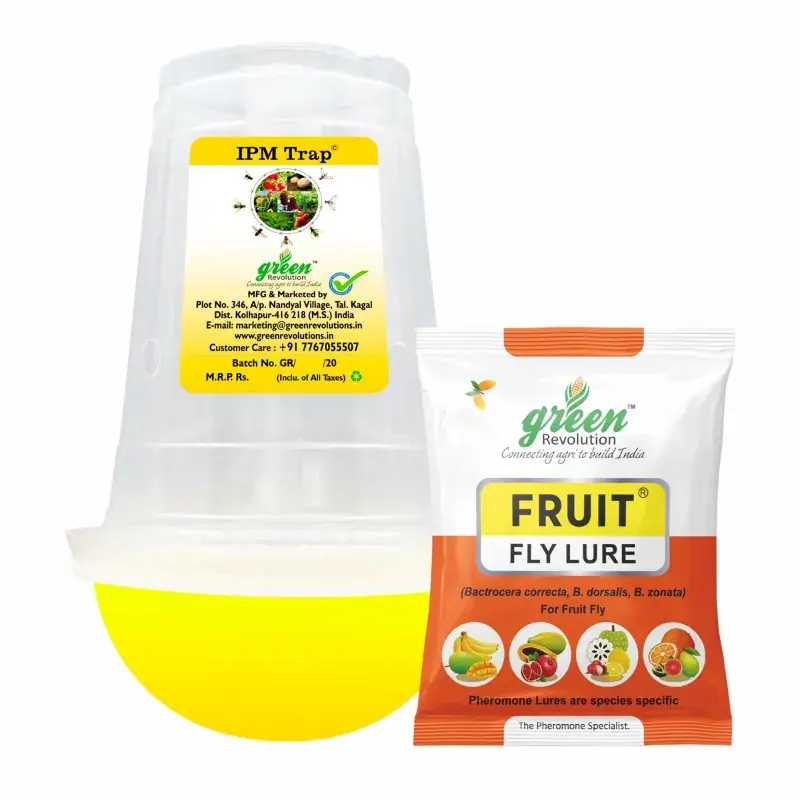 Green Revolution Highly Effective IPM Pheromone Trap with Fruit Fly Insect Lure(Pack-10 pcs) 5.0 Secure Checkout