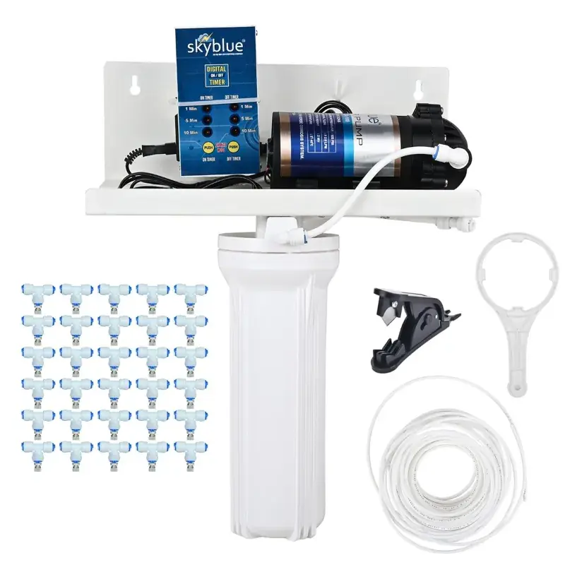 Low Price Sky Blue Fogger Kit of 30 Brass Nozzles with Timer, Filter and Other Accessories (1 Year Warranty) 4.8