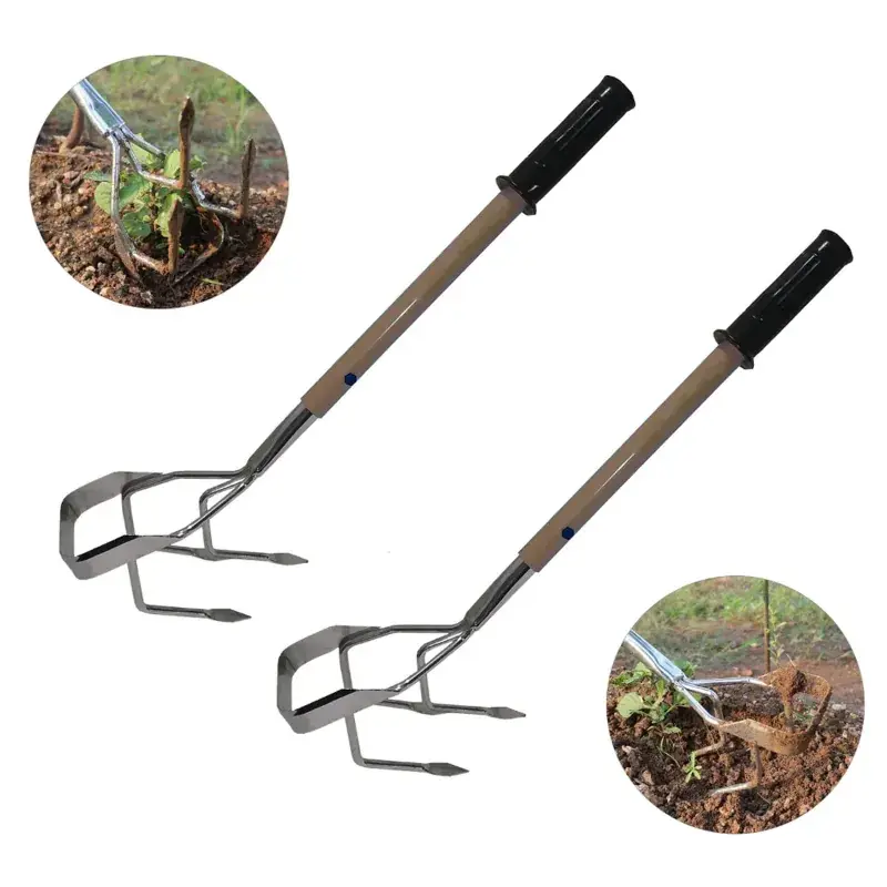 Crafted Redbuild 2 in 1 Hand Weeder with 1 Feet Handle | Rust Proof | Hand Weeder for Gardening (Pack Of 2)